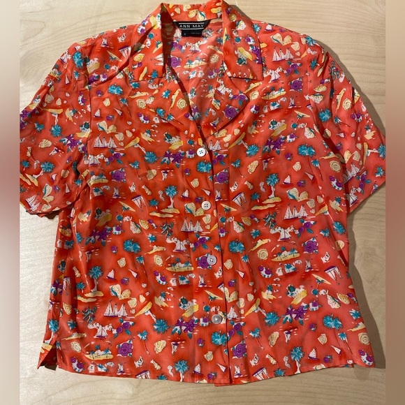 Vintage Ann May Silk Button Up Shirt Small (JR) - Picture 4 of 11